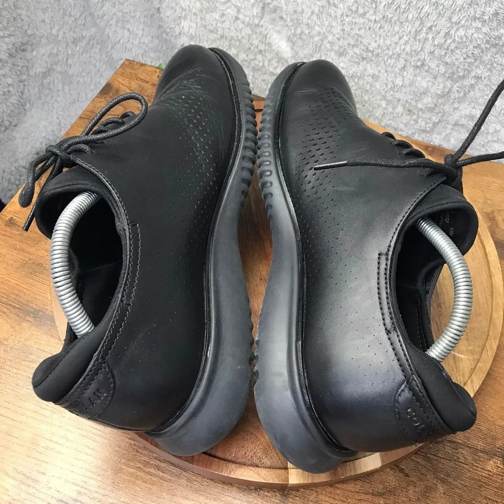 Cole Haan 2.ZeroGrand Oxford Mens 10M Black Leather Laser Cut Dress Shoes
